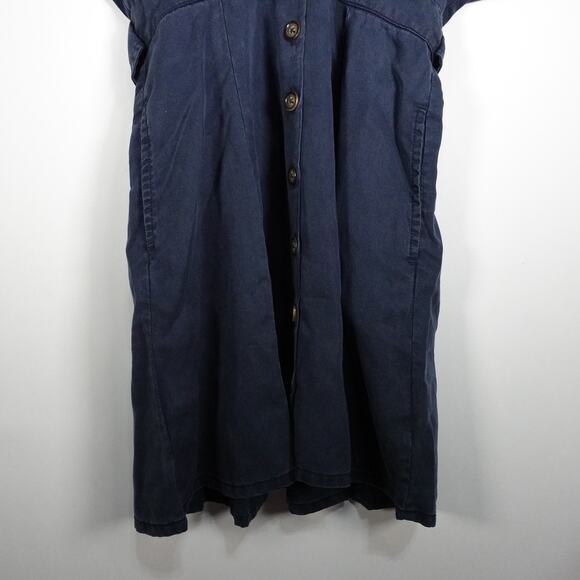 New Quince Vintage Wash Tencel Button Front Dress Lyocell Midnight Blue XS 3965K - Picture 4 of 9